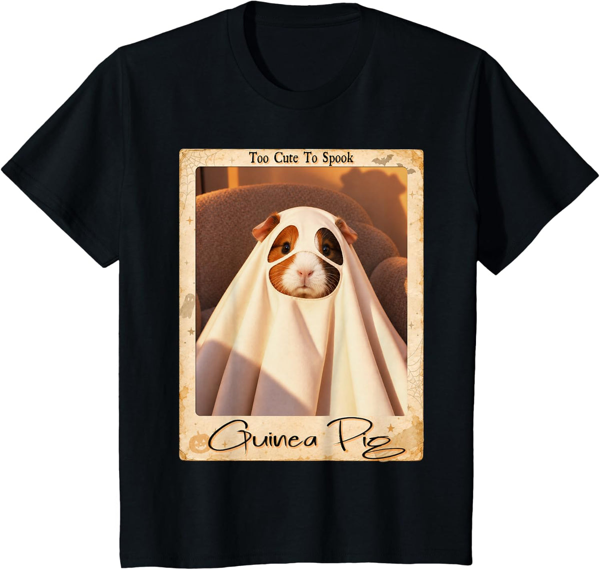 Funny Guinea Pig Ghost Costume Too Cute to Spook Halloween T-Shirt - Black
