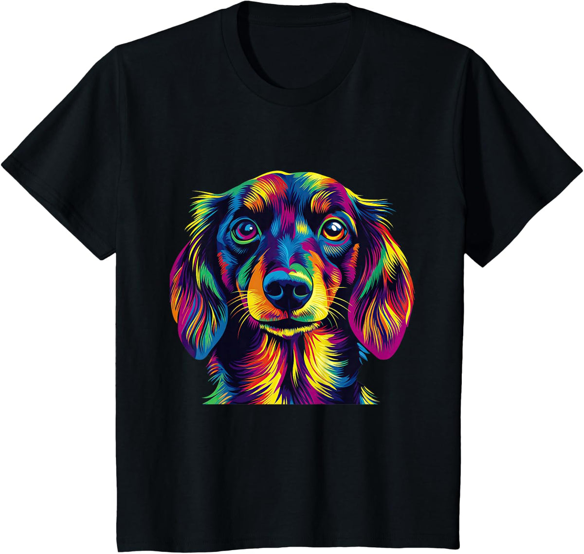 Colorful Dachshund Pop Art Dog Lovers Gift T-Shirt - Black