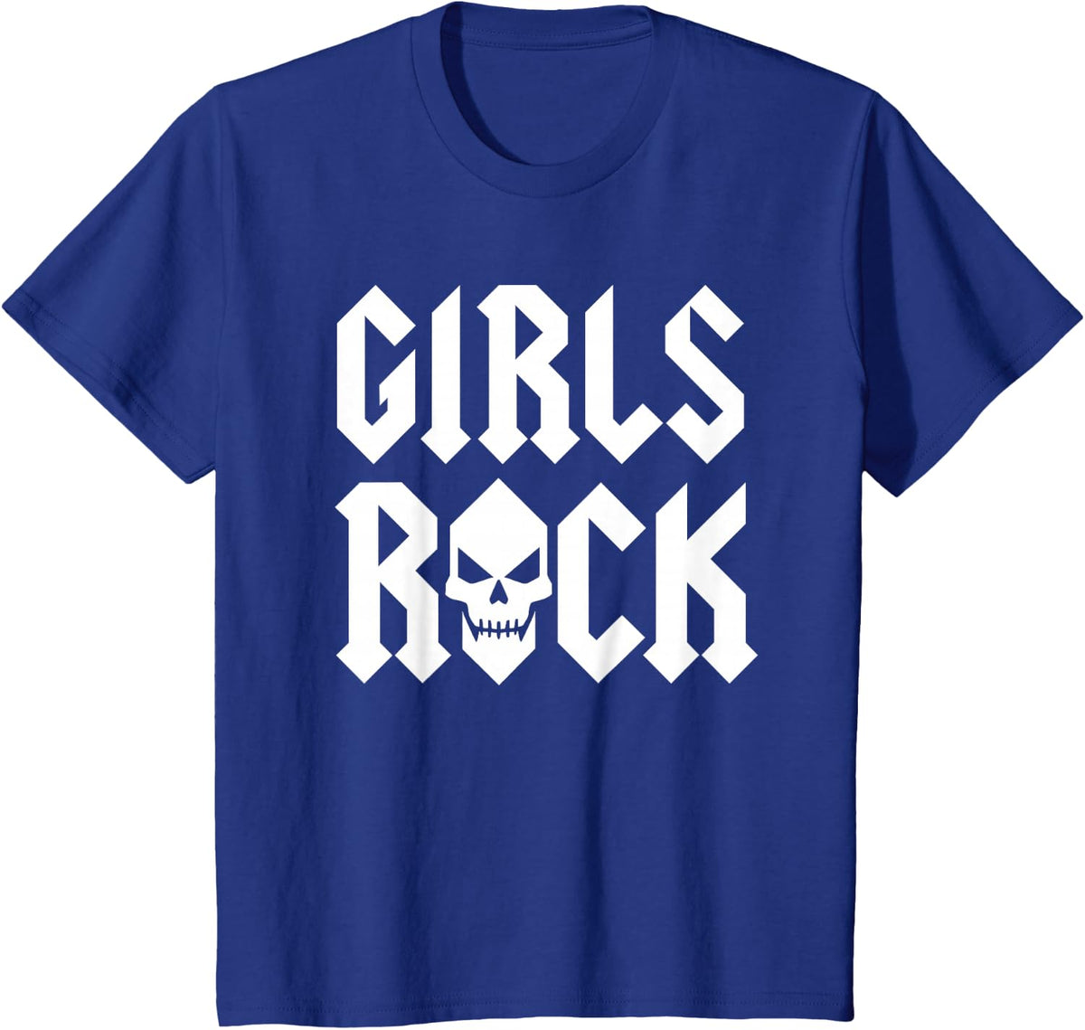 Girls Rock Rock'n Roll Girl Skull T-Shirt - Royal Blue