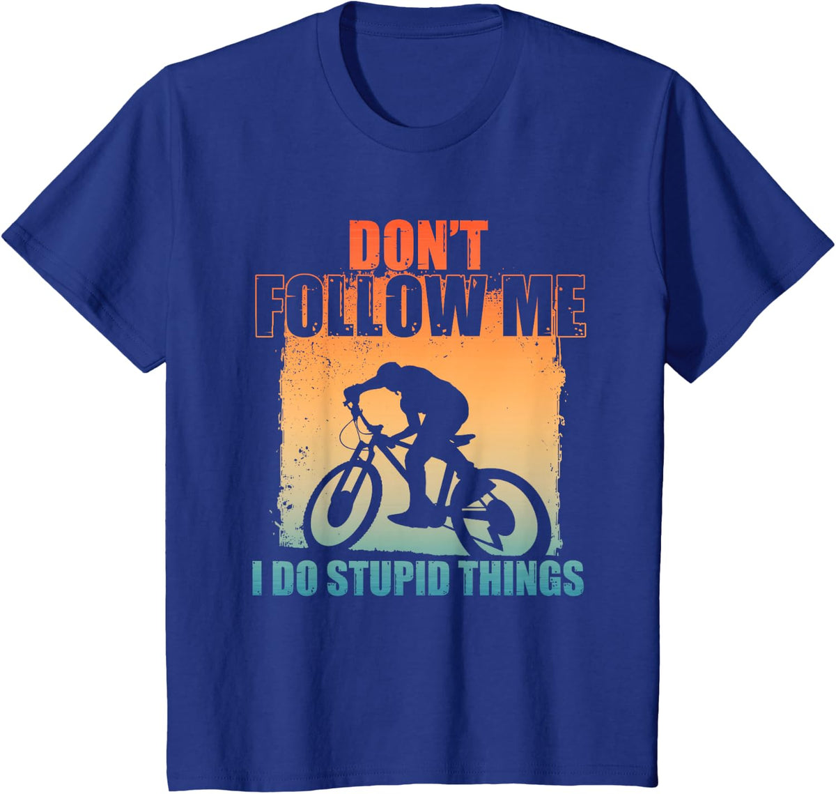 Funny Mountain Biking Art For Men Women Cycling Downhill MTB T-Shirt - Royal Blue