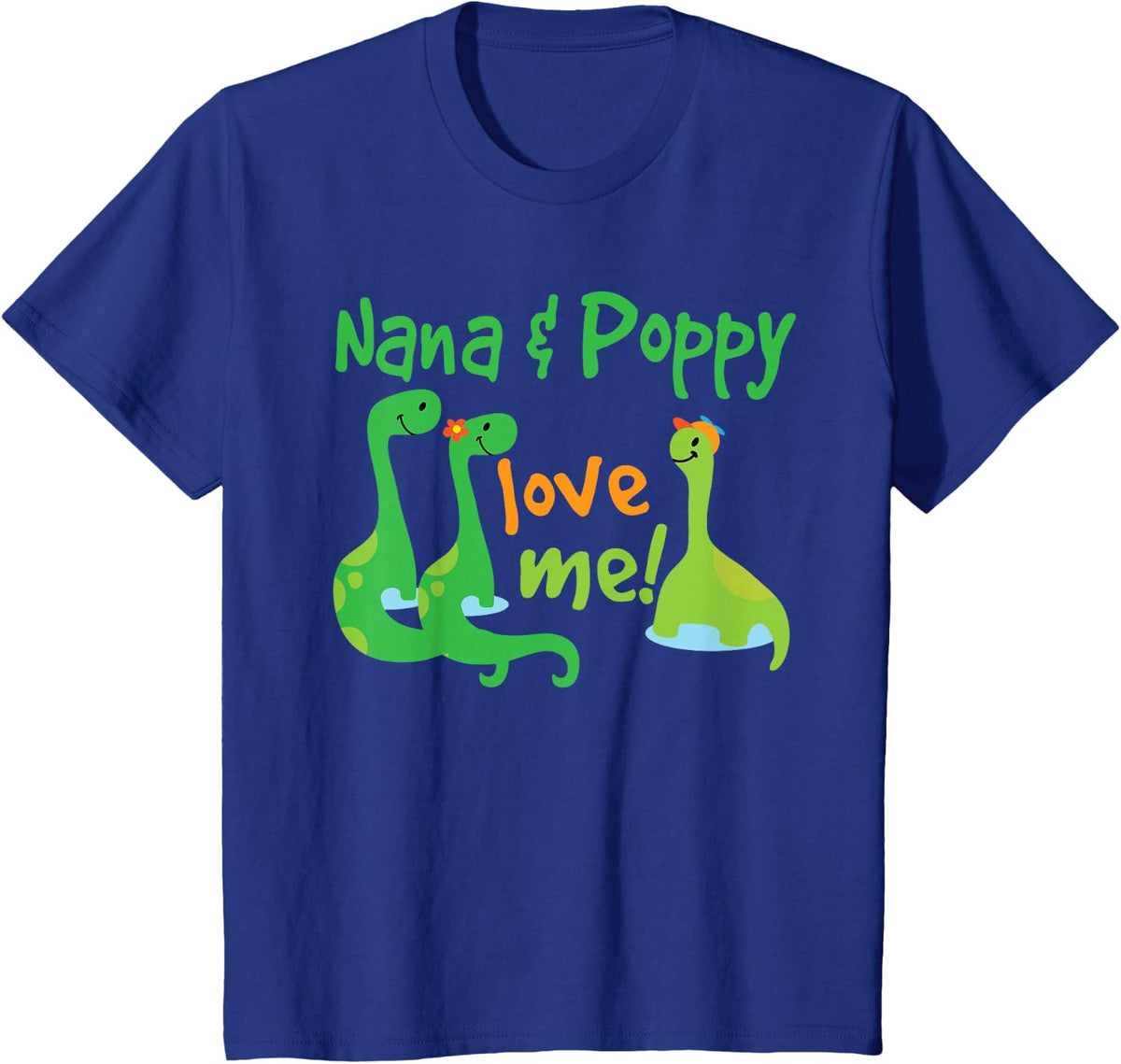 Kids Nana and Poppy Love Me Grandson Dinosaur T-Shirt - Royal Blue
