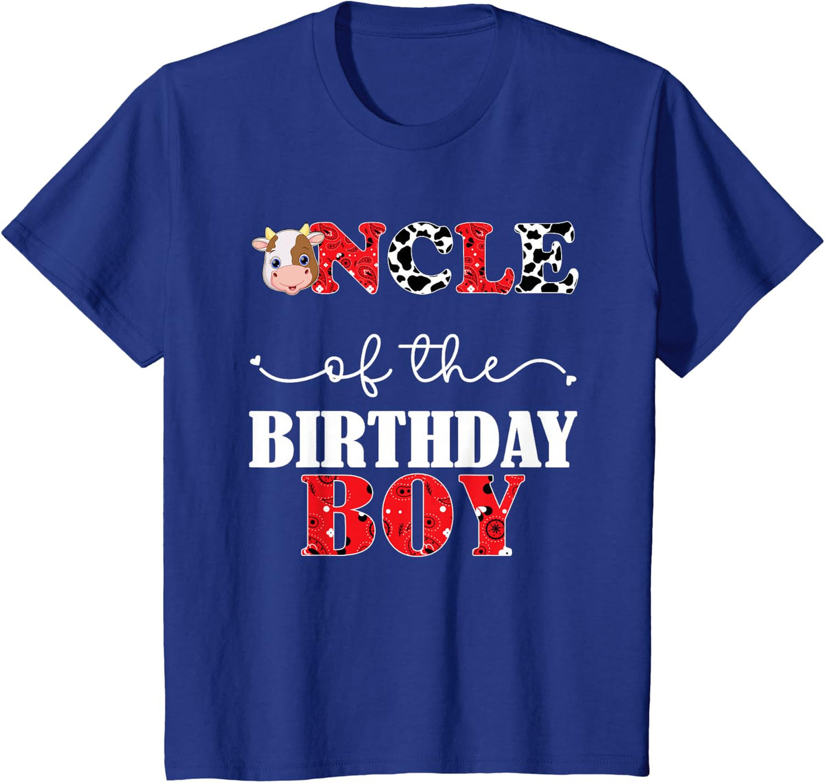 Uncle of the Birthday for Boys Cow Farm 1st Birthday Cow T-Shirt - Royal Blue