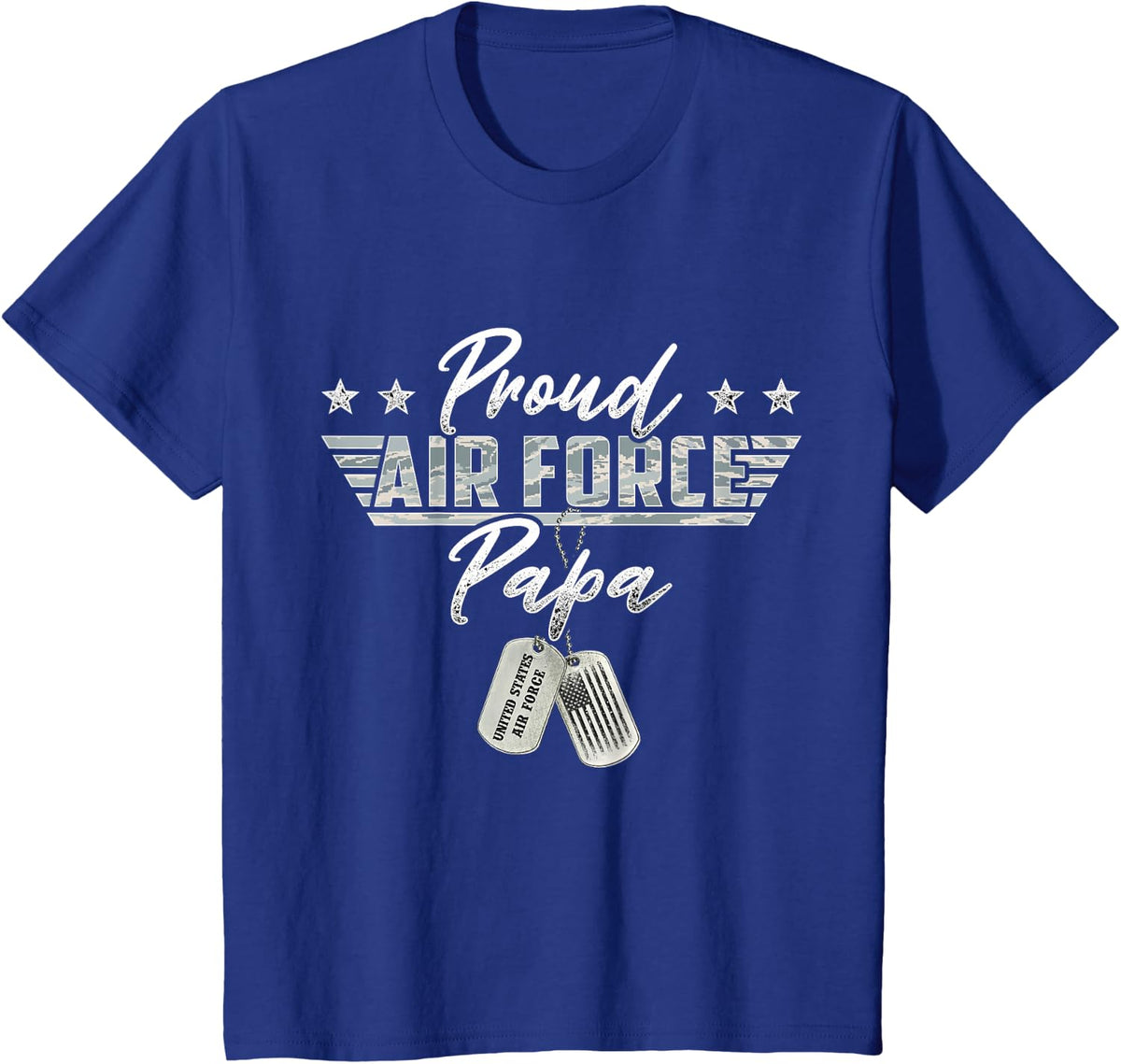 Proud Air Force Papa Military US Air Force Family Matching T-Shirt - Royal Blue