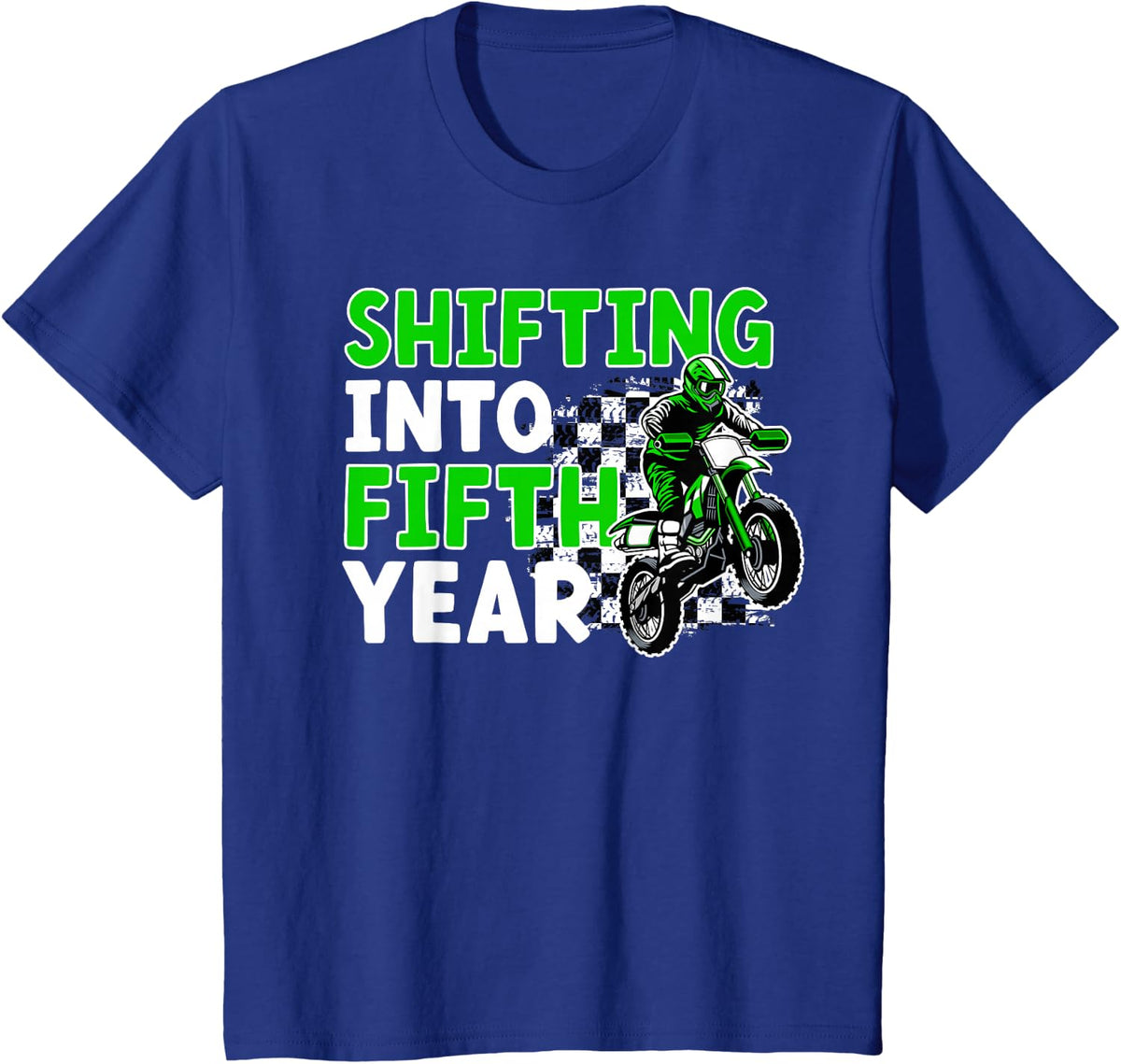 Kids 5th Dirt Bike Birthday Party 5 Year Old Dirt Biker T-Shirt - Royal Blue