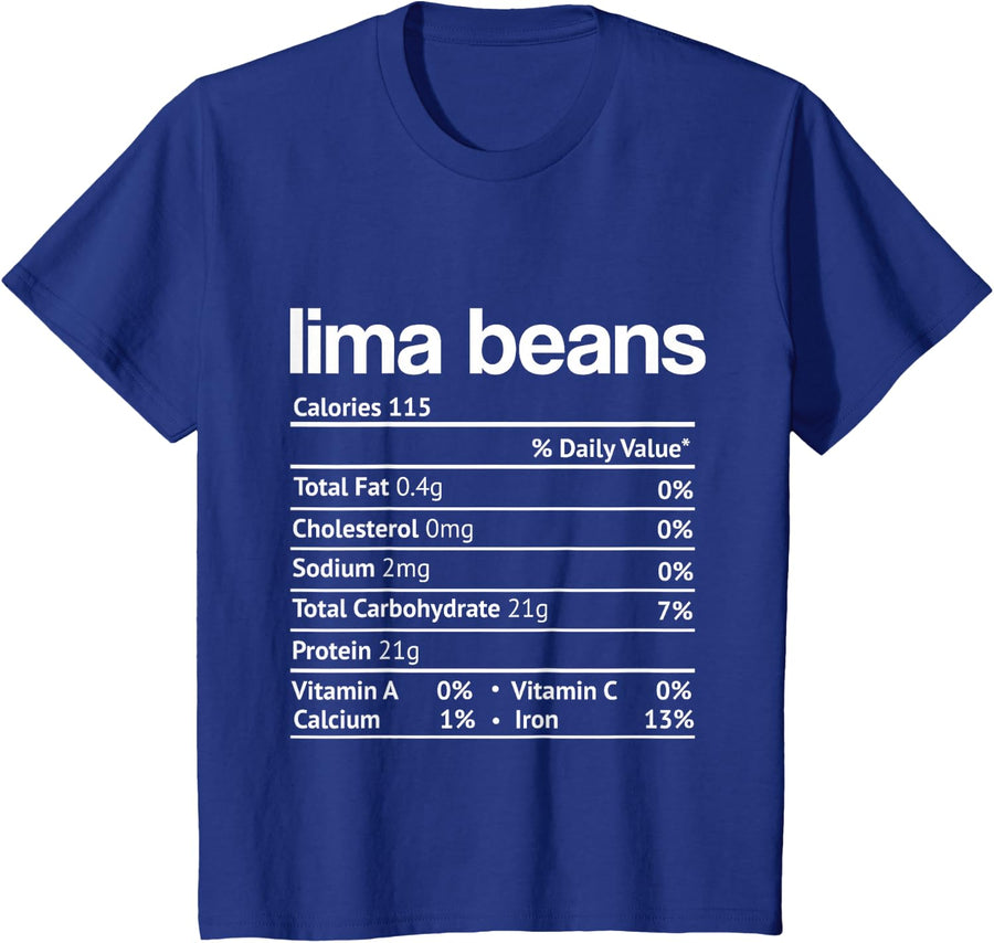 Lima Beans Nutrition Fact Funny Thanksgiving Christmas T-Shirt - Royal Blue