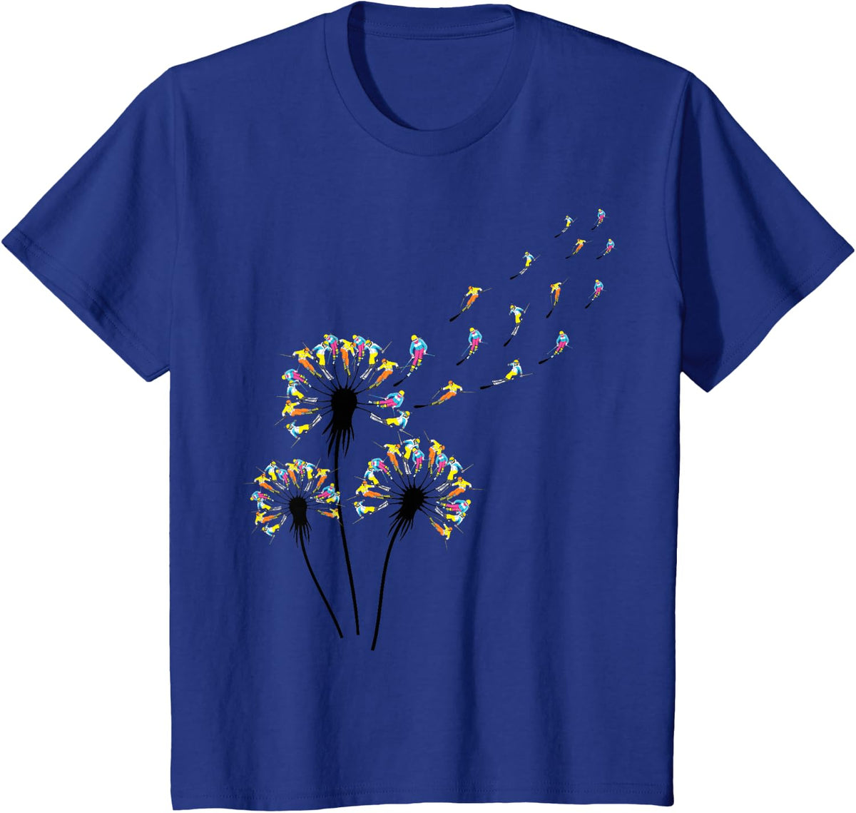 Dandelion Skiing Stuff for Skiier | Womens Ski T-Shirt - Royal Blue