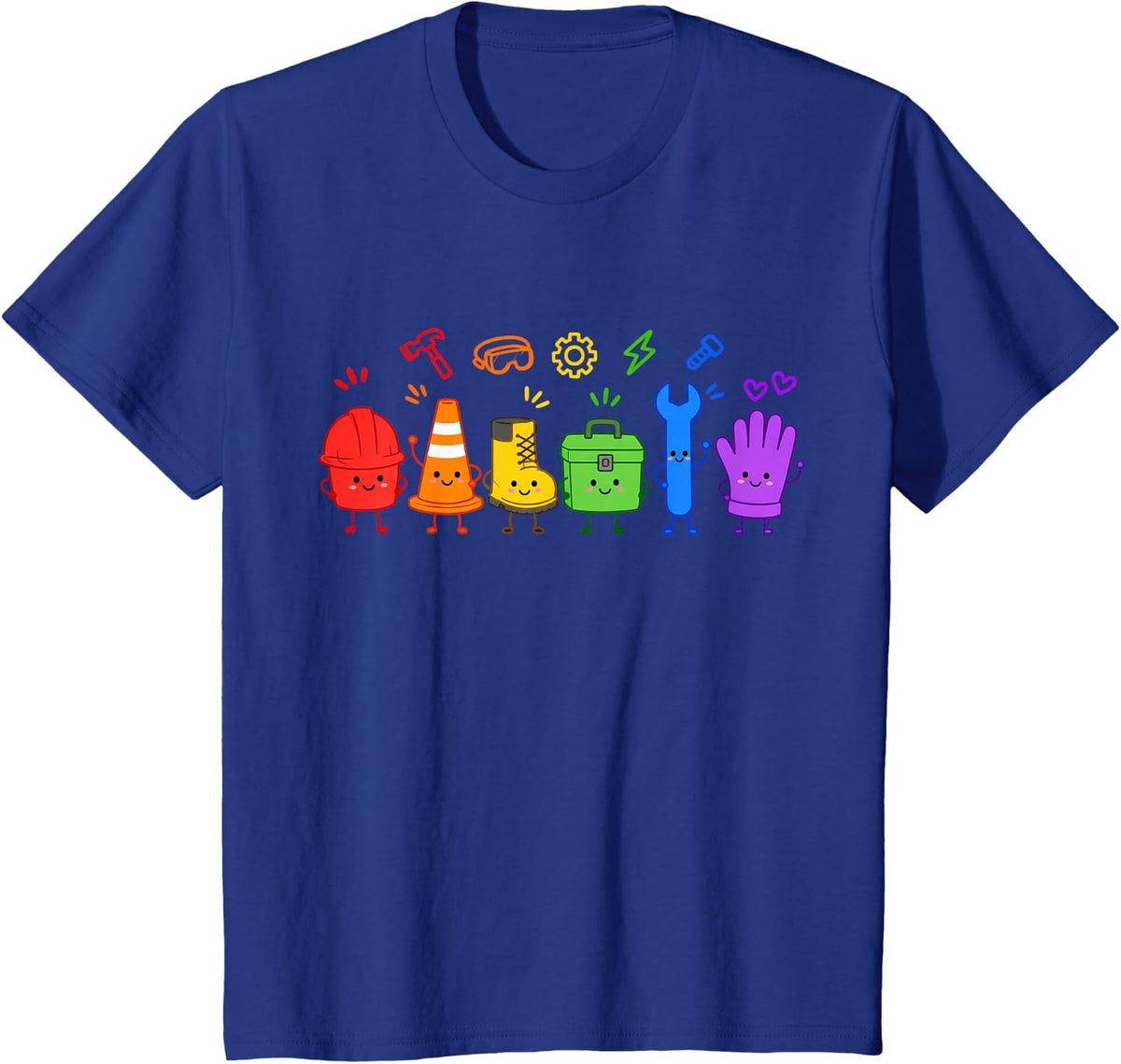 Blue Collar Worker Cute Tools Construction Tradesman Doodles T-Shirt - Royal Blue