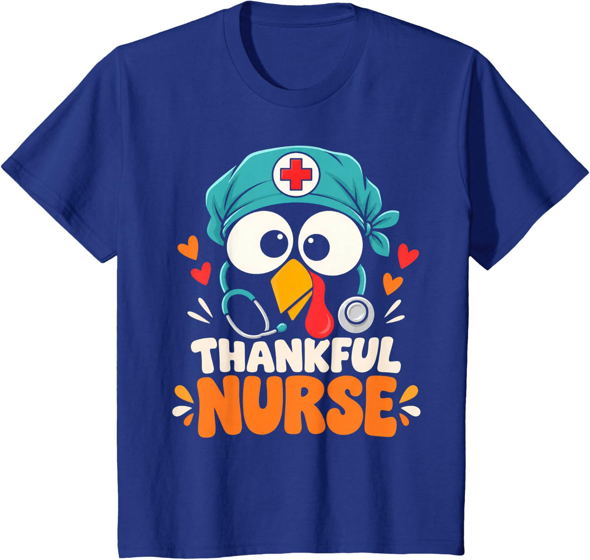 Thankful Nurse Thanksgiving Turkey Nursing Crew Medical Fall T-Shirt - Royal Blue