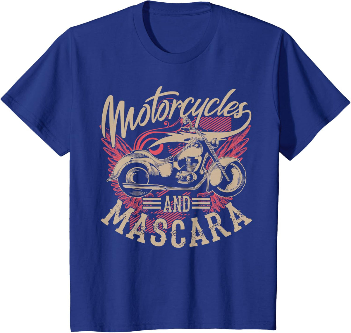 Motorcycles And Mascara | Cute Makeup Motor Lover Gift T-Shirt - Royal Blue
