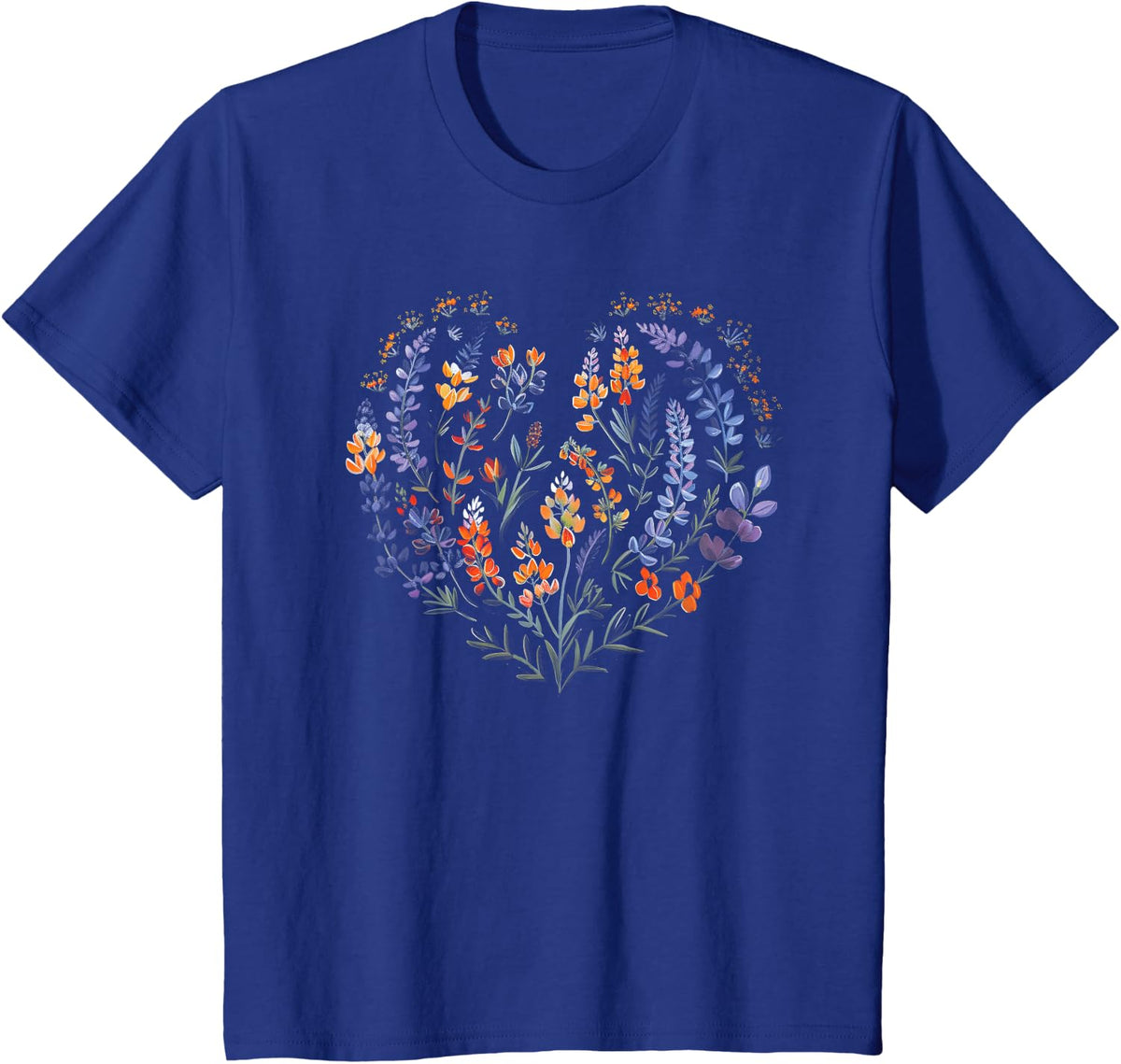 Floral Lupine Flower Girl Heart Valentine's Day Plant Mom T-Shirt - Royal Blue