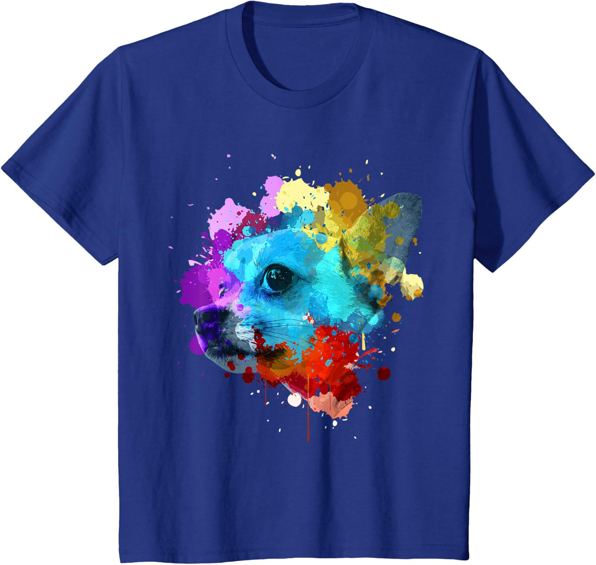 Cute Chihuahua For Men Women Watercolor Face Dog Lover Owner T-Shirt - Royal Blue
