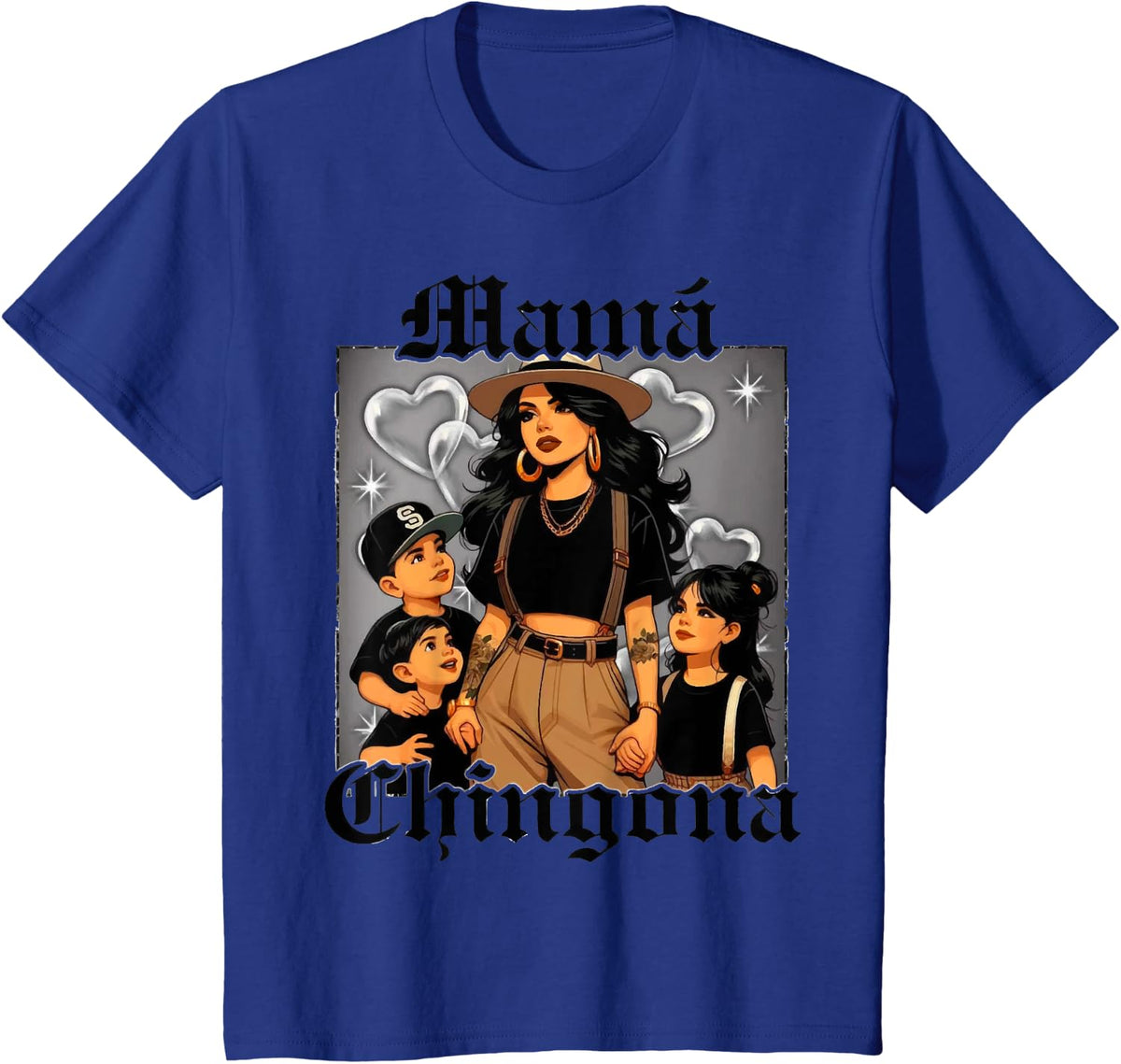Mama chingona mom of 2 boys and 1 girl T-Shirt - Royal Blue