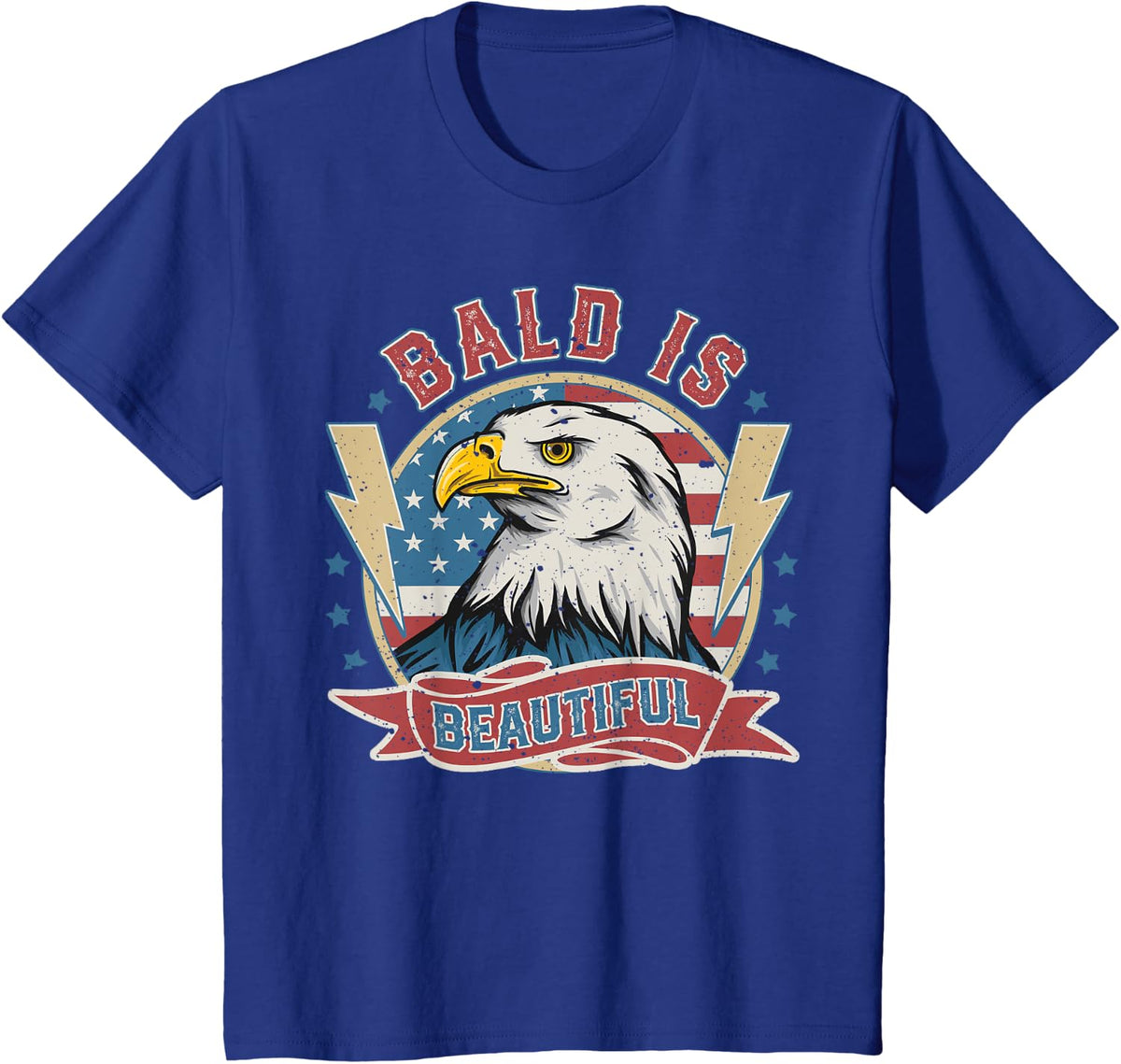 Bald Is Beautiful 4th of July Independence Day Bald Eagle T-Shirt - Royal Blue