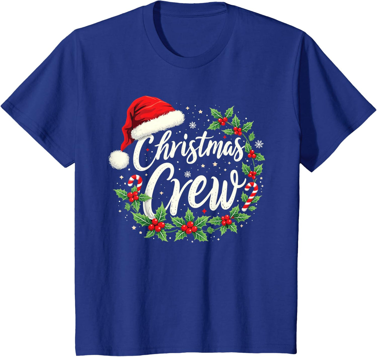 Christmas Crew Family Matching Unisex Adults Kids Black Solid Crew Neck Short Sleeve T-Shirt Holiday Party Shirt - Royal Blue