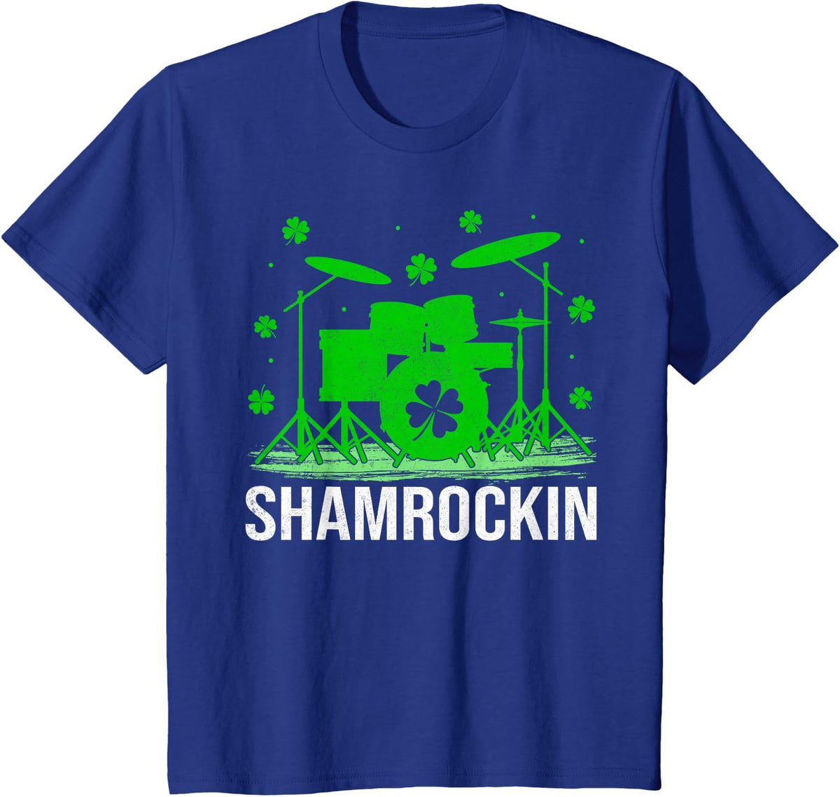Drum Music Lover Lucky Clover Drummer St Patrick's Day T-Shirt - Royal Blue
