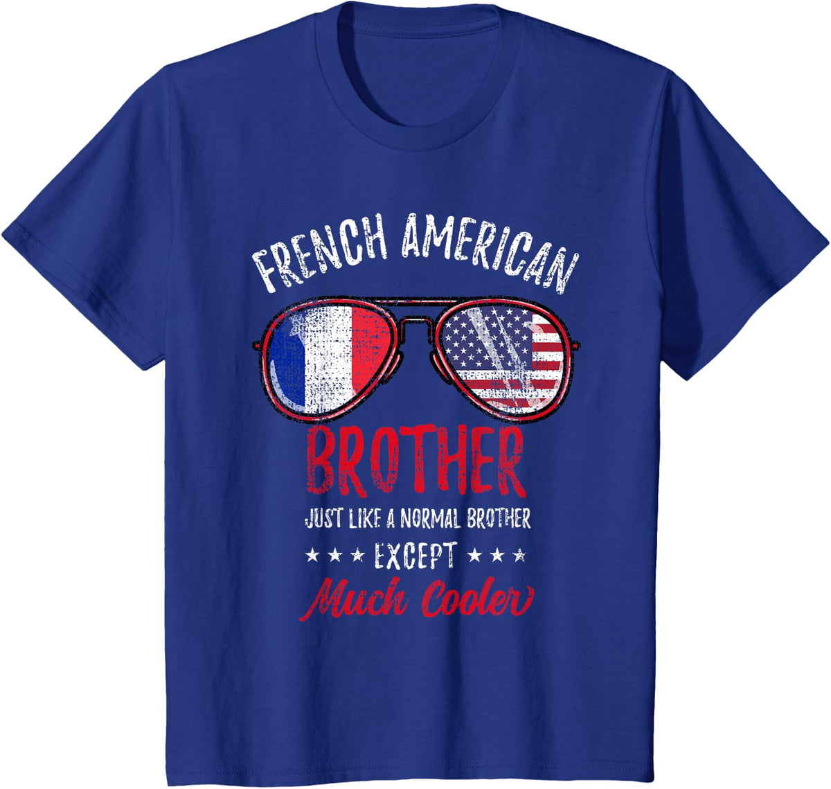 Cool French American Brother Sunglasses French Roots Vintage T-Shirt - Royal Blue
