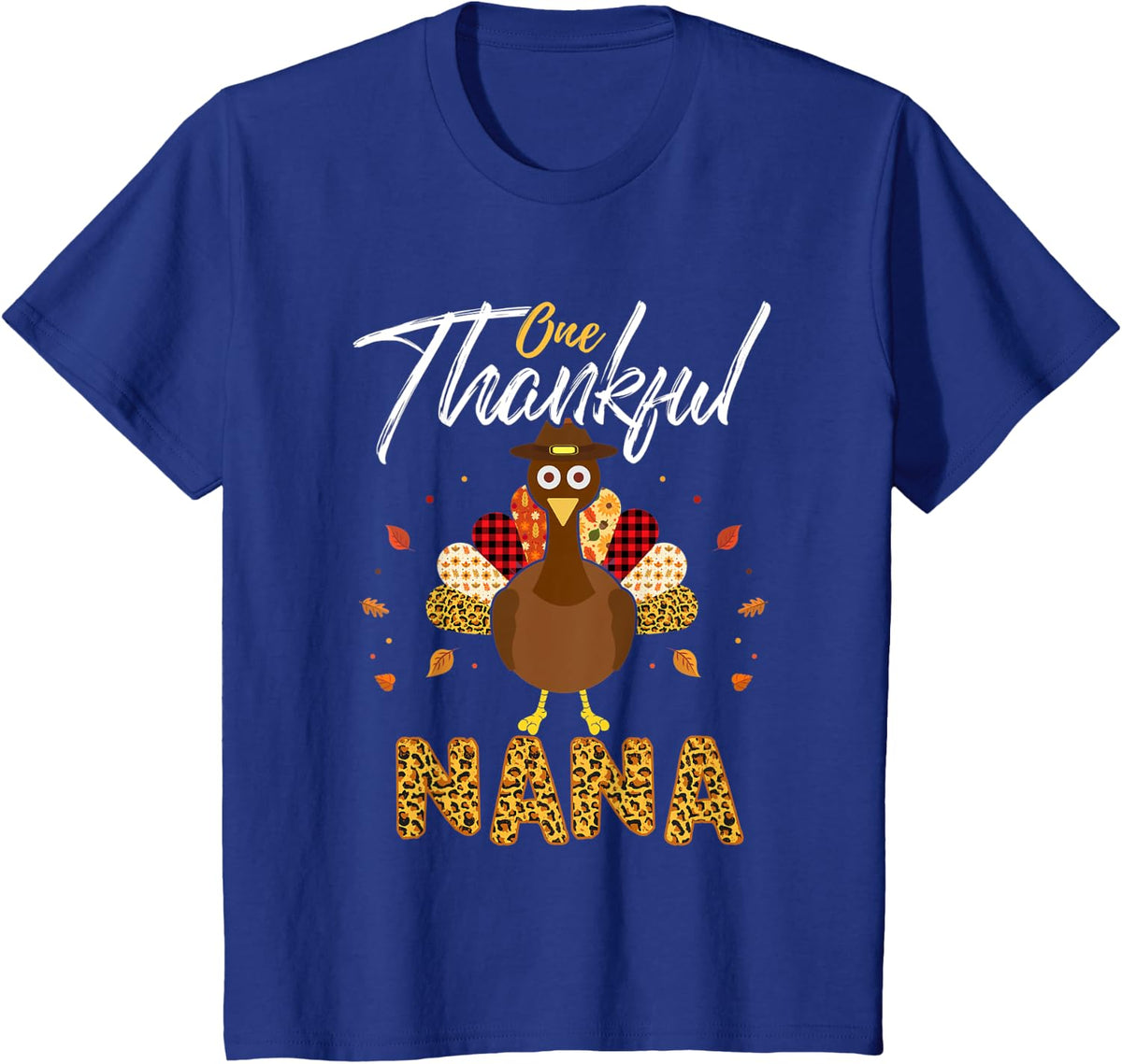 One Thankful Nana Grandma Turkey Thanksgiving Family gift T-Shirt - Royal Blue