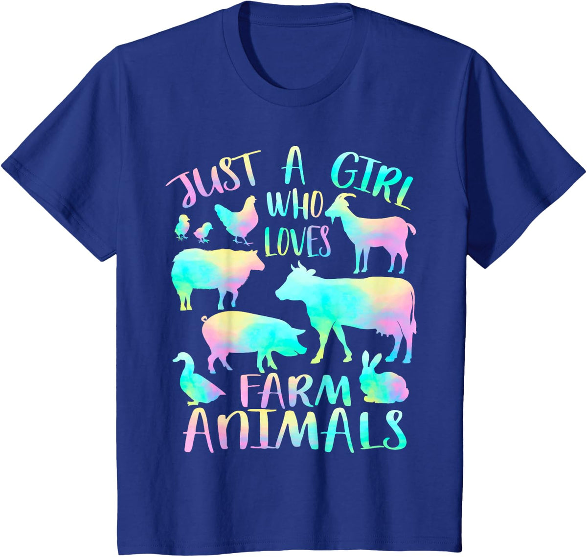Just a Girl Who Loves Farm Animals - Cows Pigs Goats Lover T-Shirt - Royal Blue