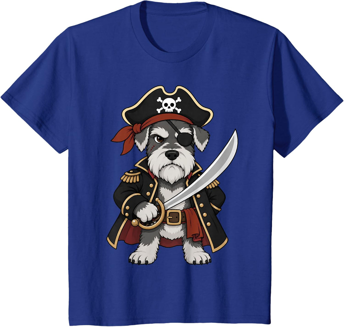 Miniature Schnauzer Pirate Halloween Costume Dog Lover Funny T-Shirt - Royal Blue