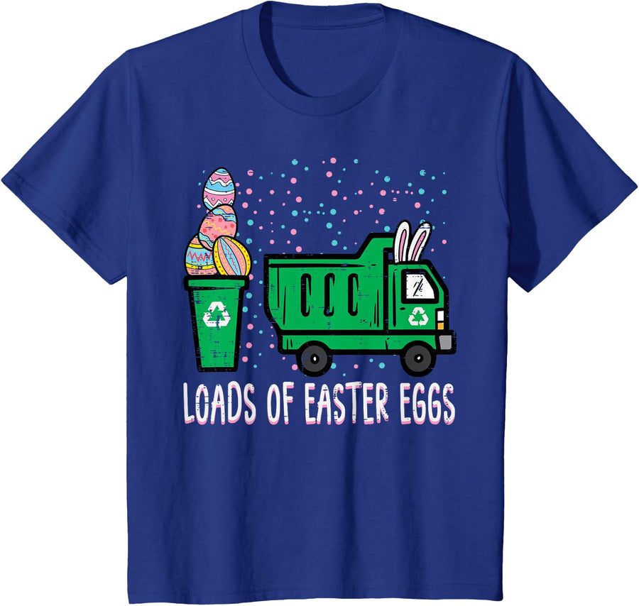 Kids Loads Of Easter Eggs Garbage Truck Toddler Boys Kids Youth T-Shirt - Royal Blue