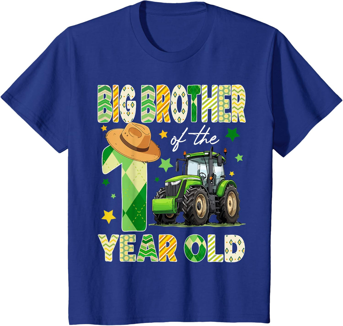 Big Brother of The 1 Year Old Tractor Farm 1st Birthday Boy T-Shirt - Royal Blue