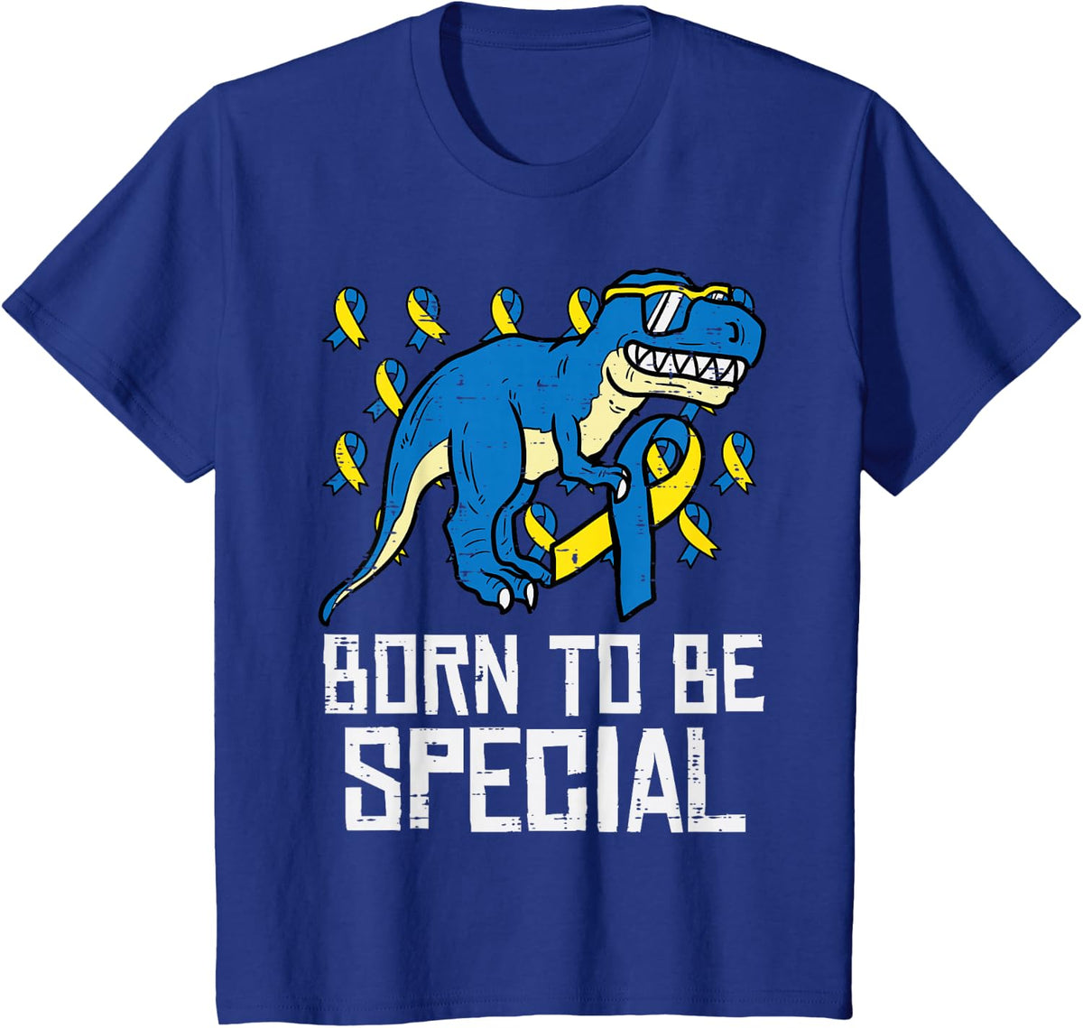 Down Syndrome Dino Born To Be Special Awareness Toddler Boys T-Shirt - Royal Blue