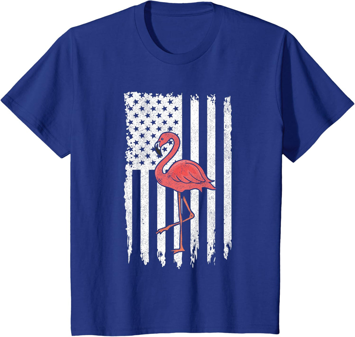 American Flag Pink Flamingo Independence 4th July Day USA T-Shirt - Royal Blue