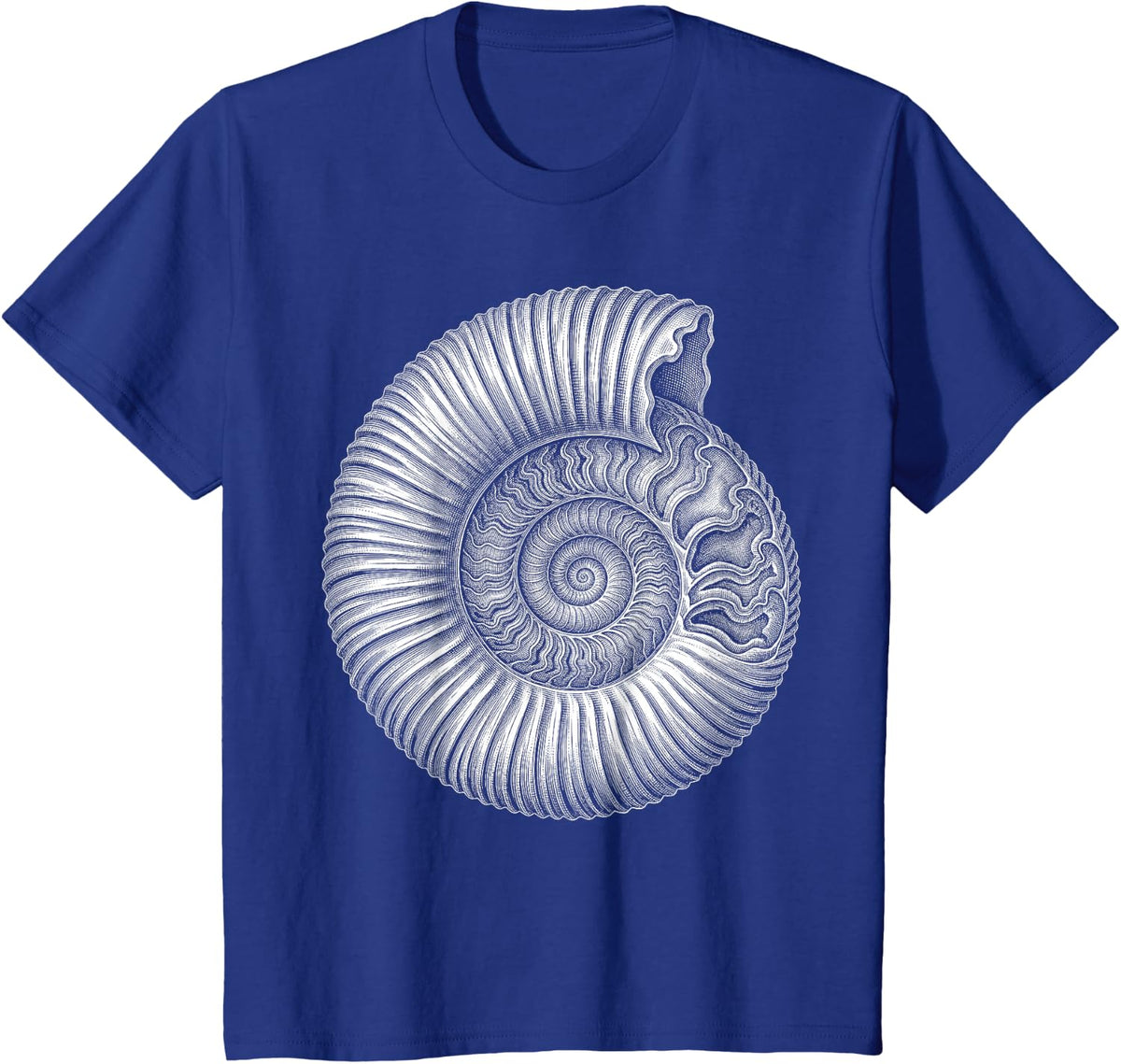 Paleontology Ammonite Fossil Spiral Shell Geometry T-Shirt - Royal Blue