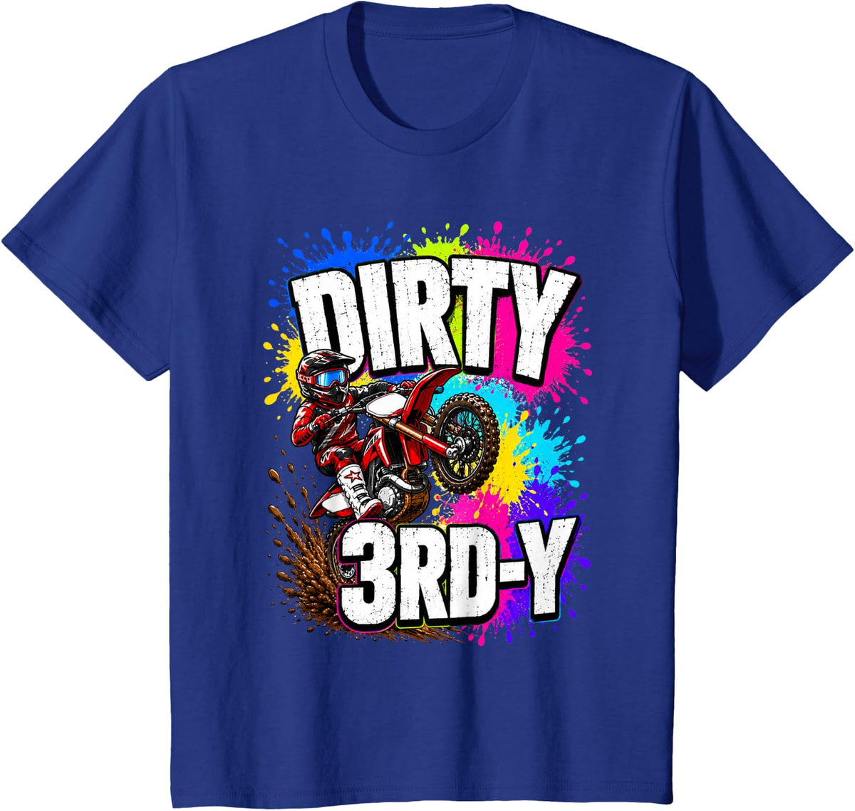 3rd Birthday Dirty 3rd-Y Dirt Bike Boy 3 Year Old Dirt Biker T-Shirt - Royal Blue