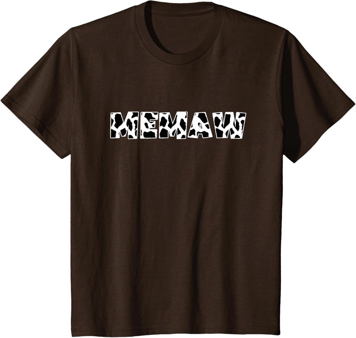 Memaw Cow Print Animal Pattern Farmer Farm Grandma Funny T-Shirt - Brown