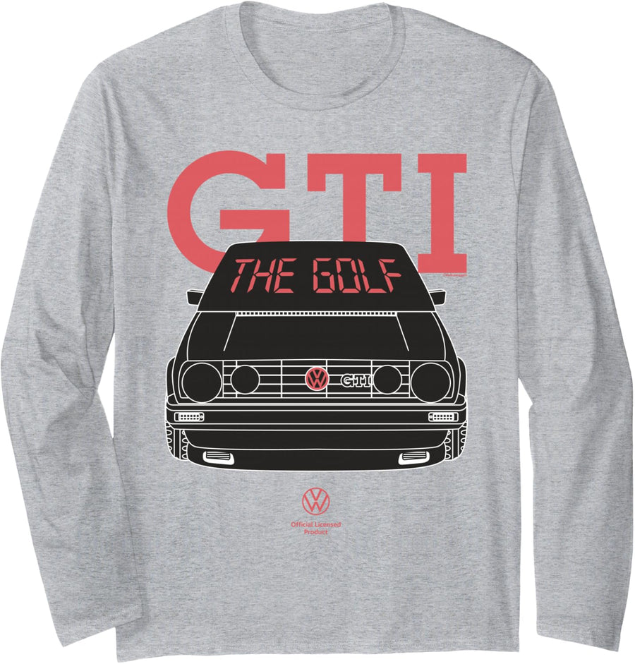 Volkswagen The Golf GTI Classic Car Long Sleeve T-Shirt - Adult Unisex Heather Grey