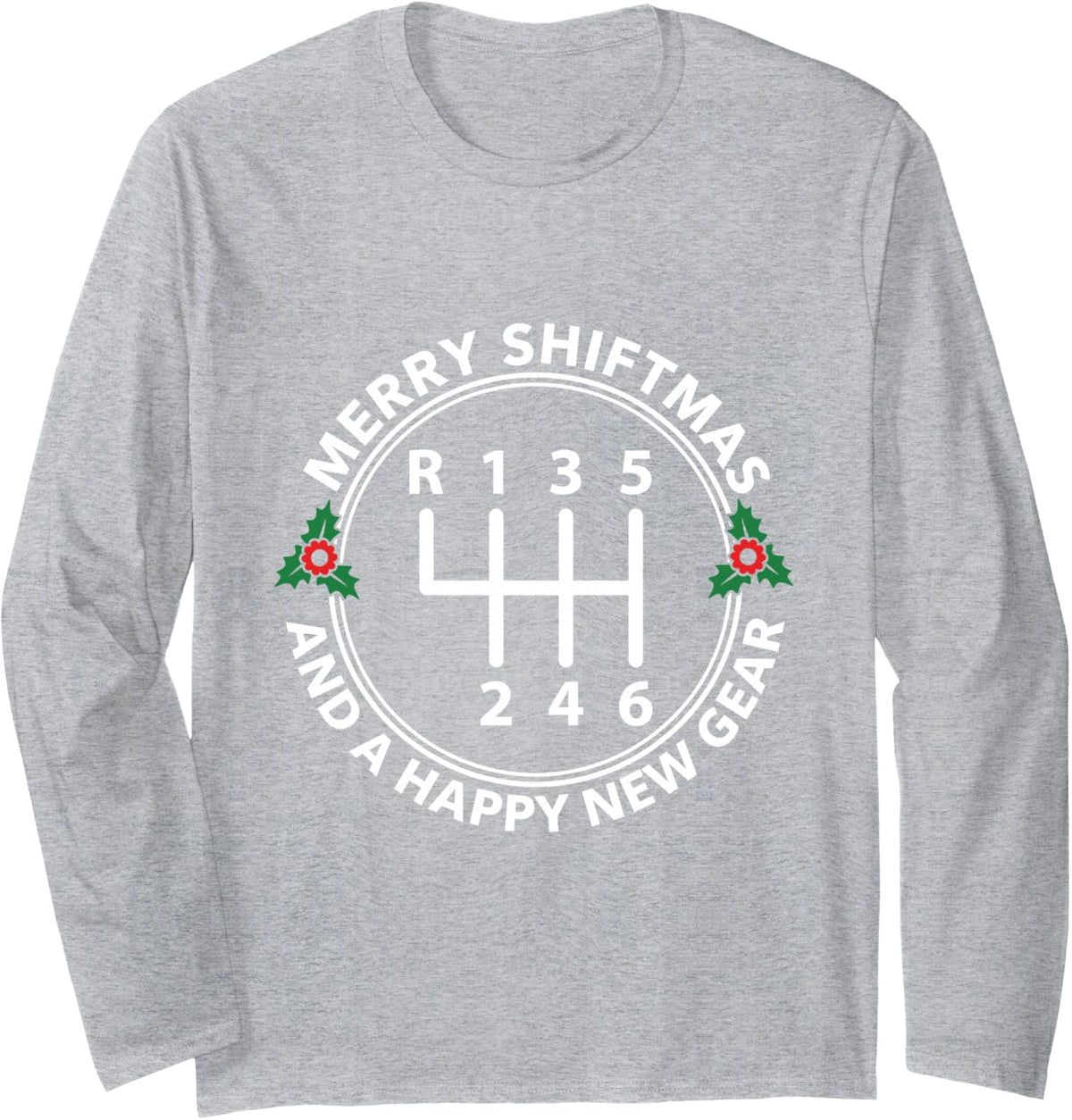 Merry Shiftmas and A Happy New Gear Christmas Carguy Tee Long Sleeve T-Shirt - Adult Unisex Heather Grey