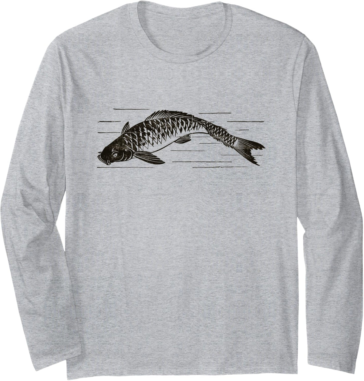 Koi Carp Fish Japanese Love Koi Long Sleeve T-Shirt - Adult Unisex Heather Grey