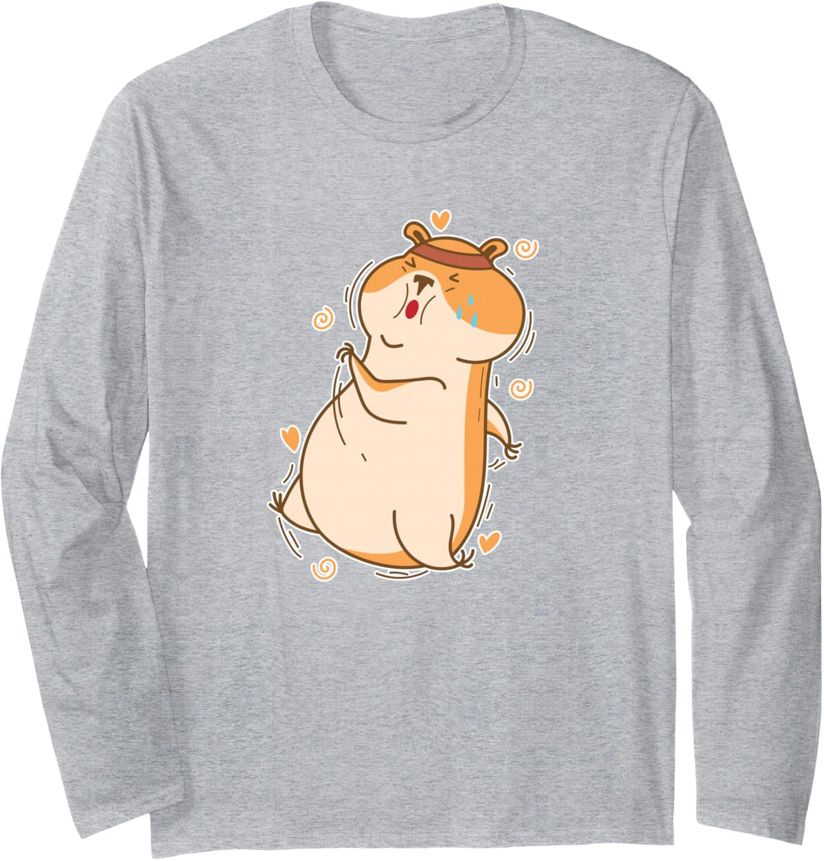 Jogging Hamster Long Sleeve T-Shirt - Adult Unisex Heather Grey