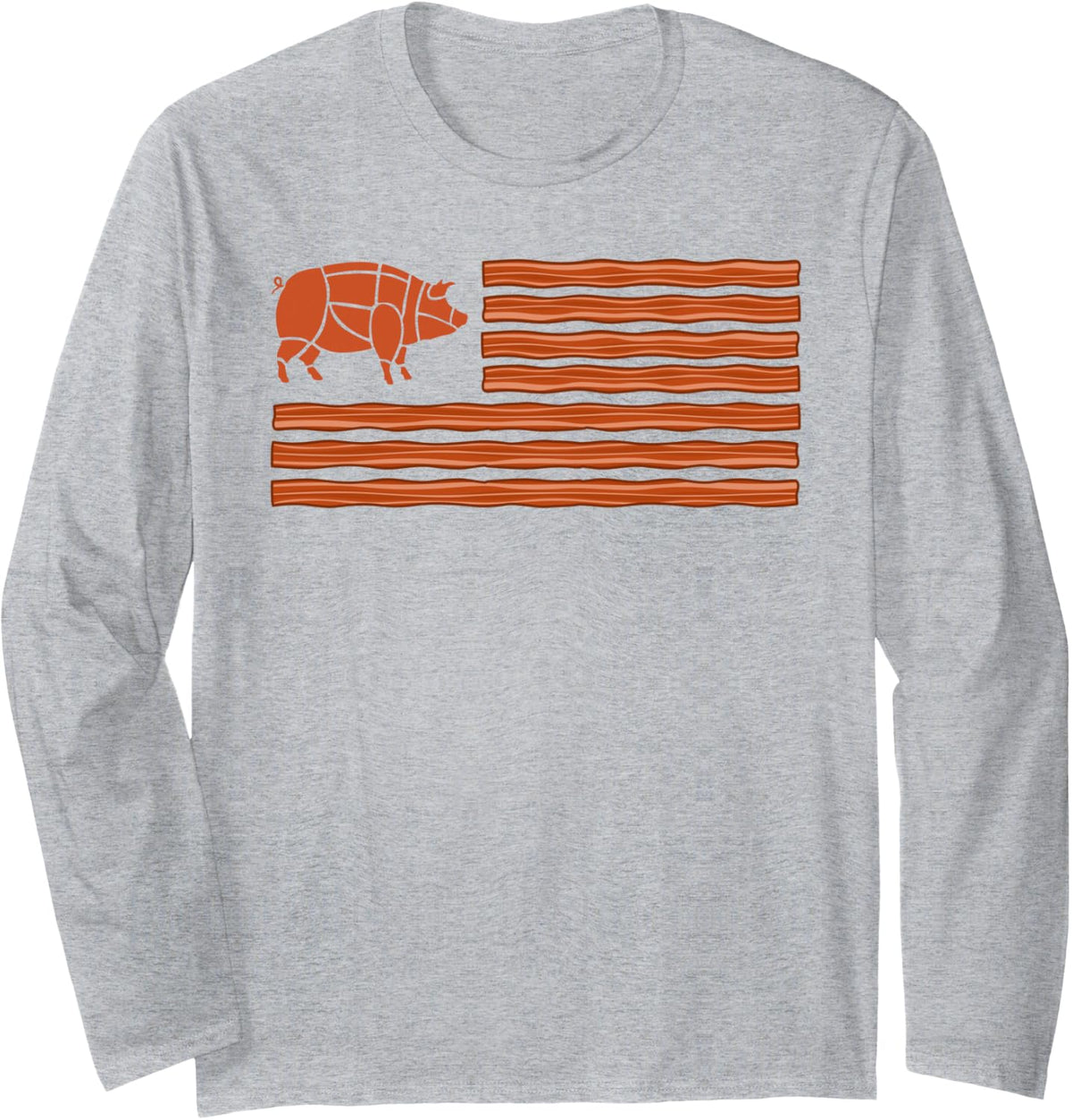 Bacon Costume for Men Women Adults Kids Bacon Lover Bacon Long Sleeve T-Shirt - Adult Unisex Heather Grey