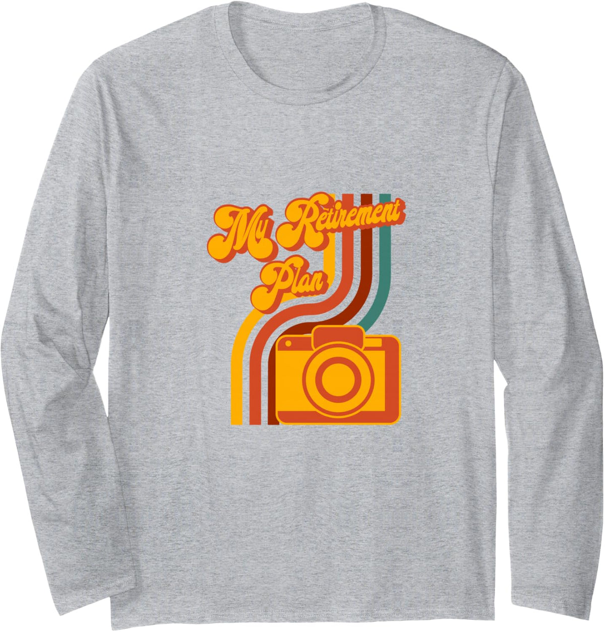 My Retirement Plan - Photography Retro Vintage Look Long Sleeve T-Shirt - Adult Unisex Heather Grey