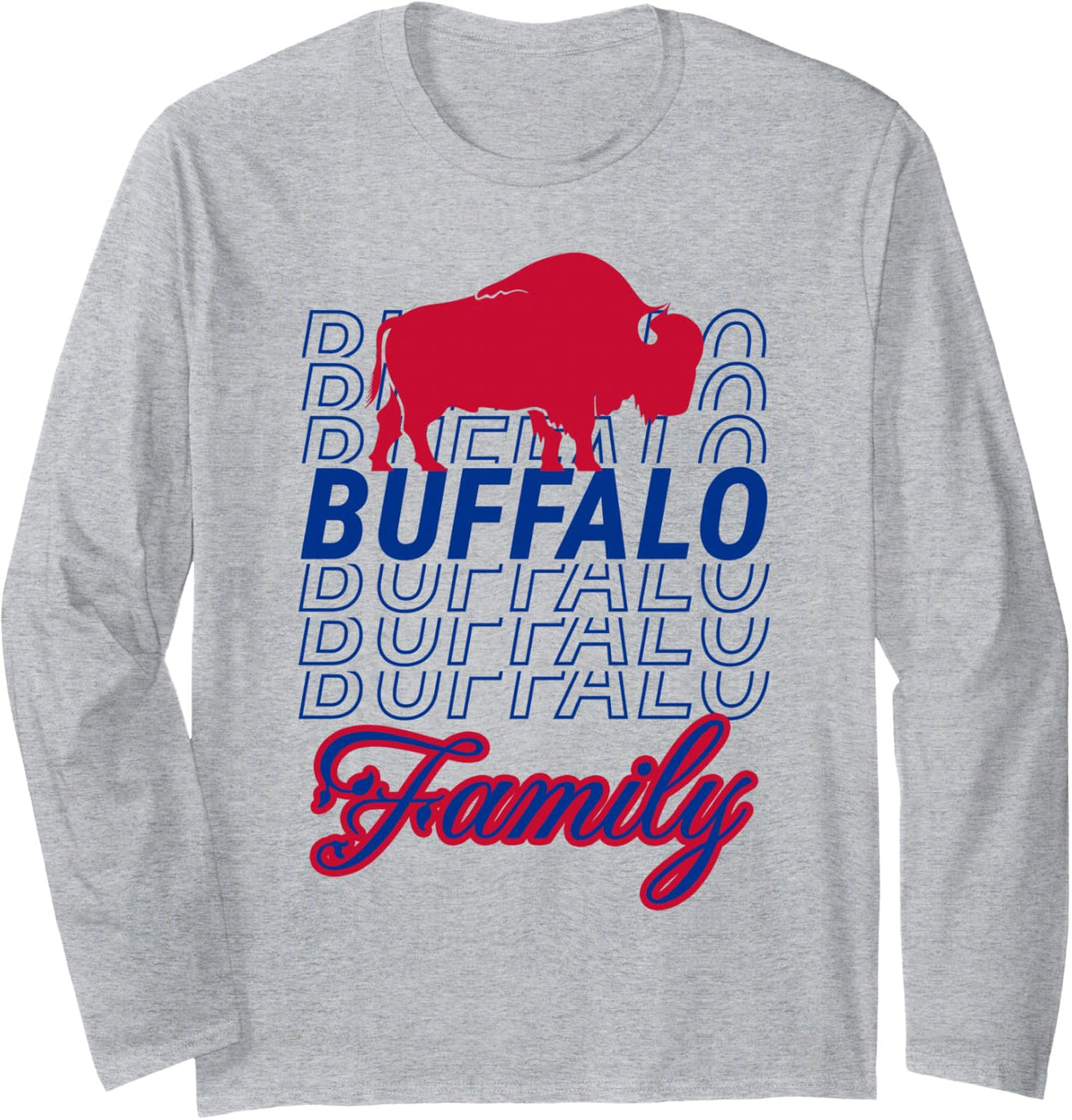 Buffalo Family Reunion Long Sleeve T-Shirt - Adult Unisex Heather Grey