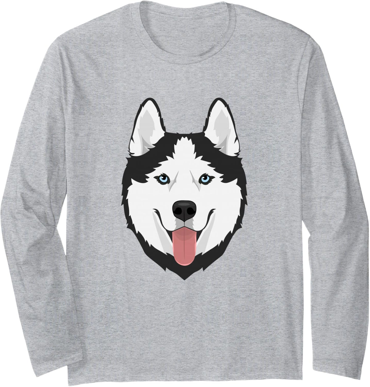 Siberian Husky Funny Husky Dog Lover Gift Long Sleeve T-Shirt - Adult Unisex Heather Grey