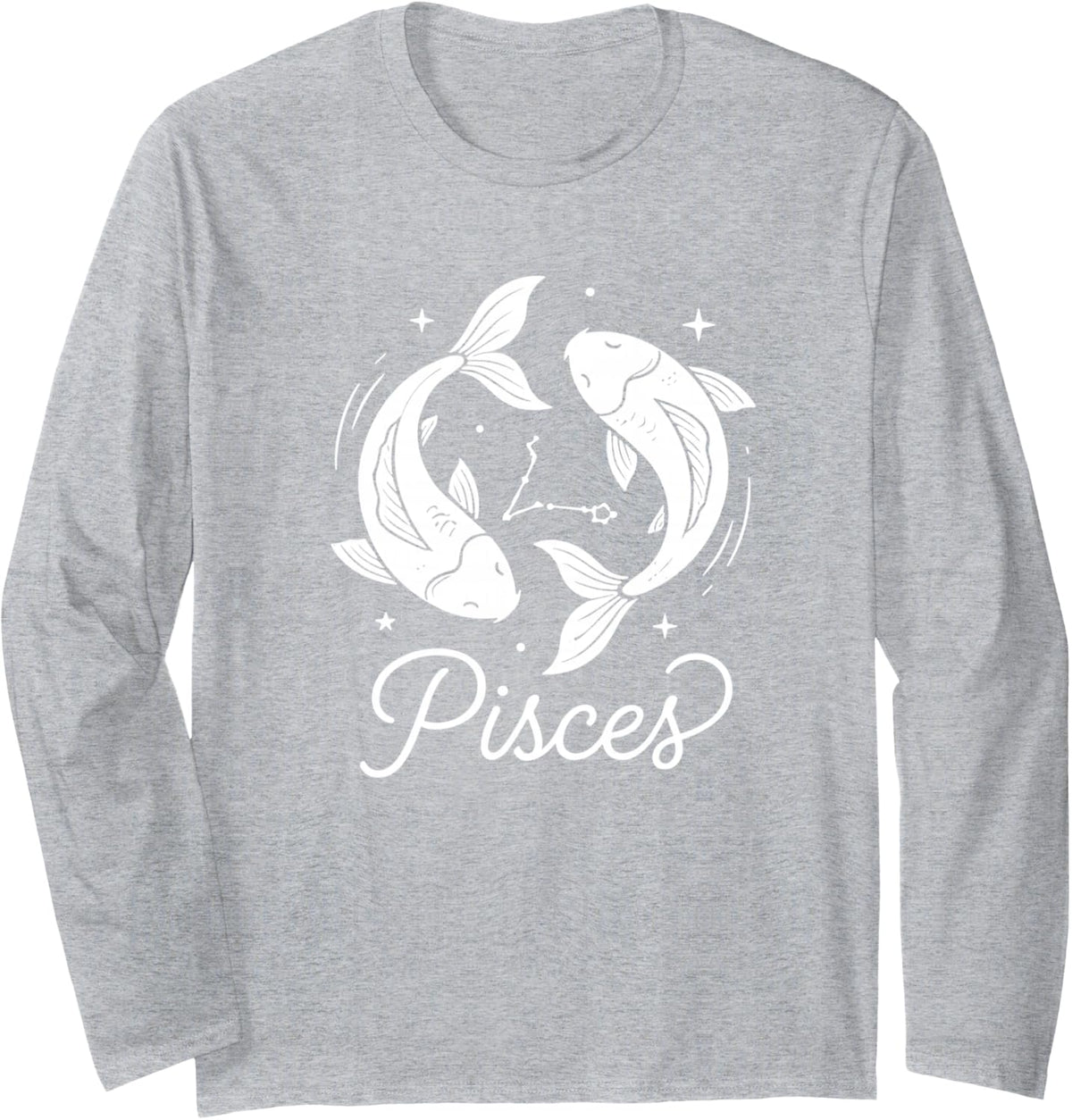 Pisces Zodiac Sign Astrology Horoscope Astrological Symbol Long Sleeve T-Shirt - Adult Unisex Heather Grey