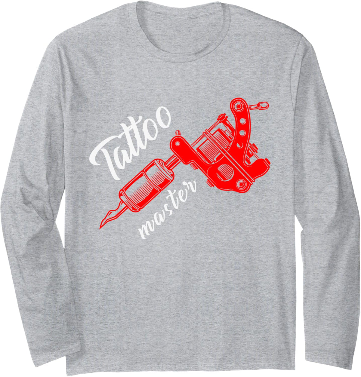 Tattoo Master Artist Tattoo Machine Tattooing Tattooed Inked Long Sleeve T-Shirt - Adult Unisex Heather Grey