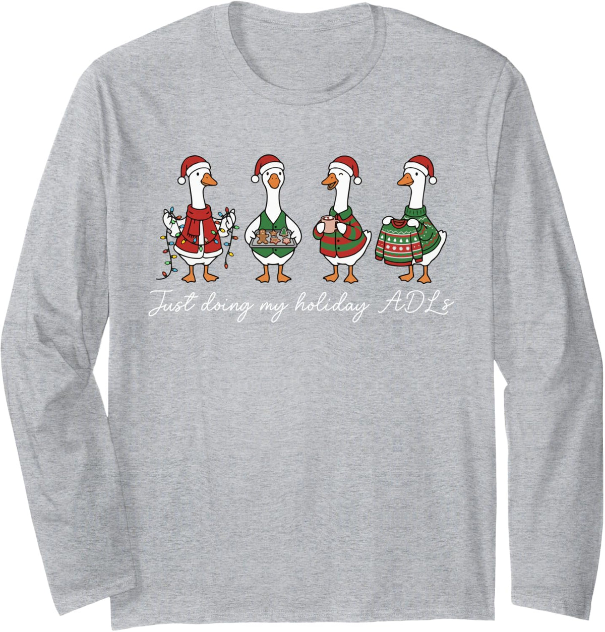 Funny Occupational Therapy Christmas OT Therapist Xmas Party Long Sleeve T-Shirt - Adult Unisex Heather Grey