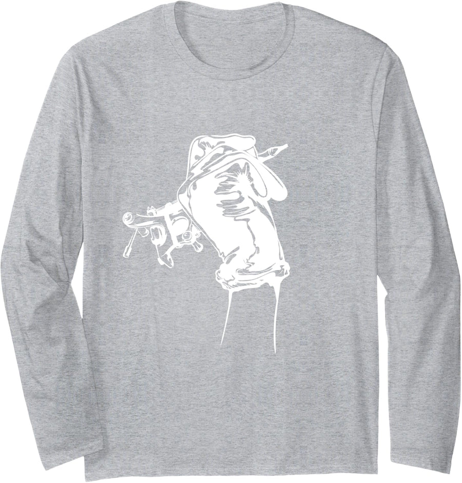Machine Tattoo Artist Long Sleeve T-Shirt - Adult Unisex Heather Grey