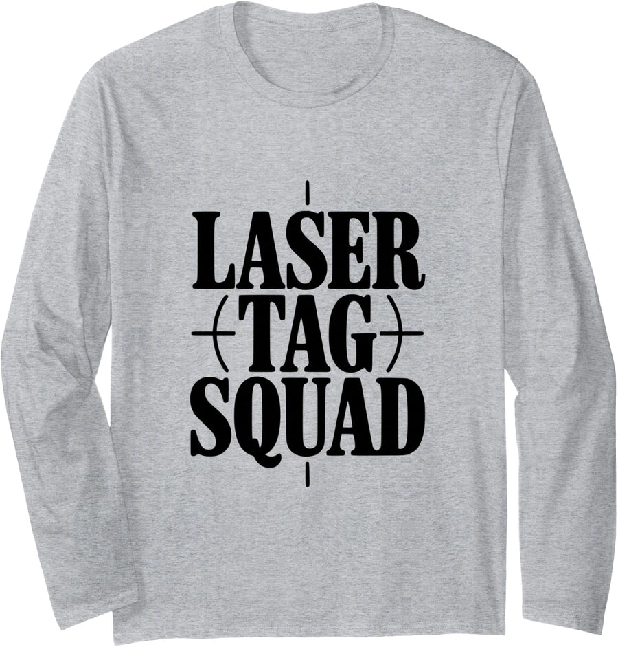 Laser Tag Squad Team Player Fun Gaming Long Sleeve T-Shirt - Adult Unisex Heather Grey