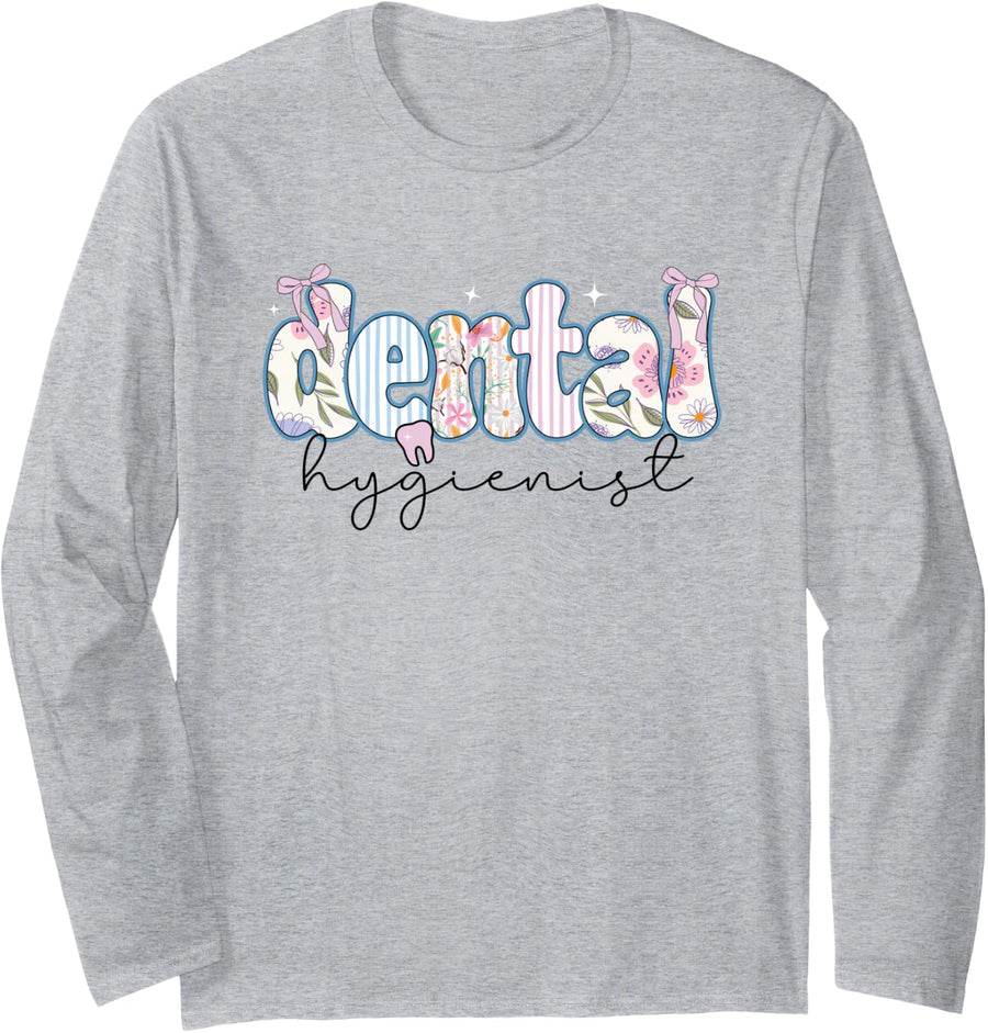 RDH Registered Dental Hygienist Long Sleeve T-Shirt - Adult Unisex Heather Grey