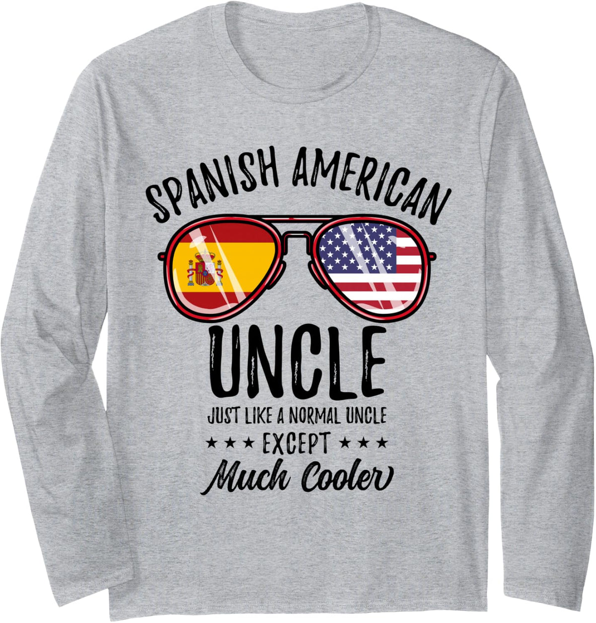 Spanish American Uncle Spanish Heritage Long Sleeve T-Shirt - Adult Unisex Heather Grey