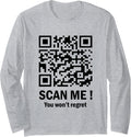 Scan Me You Won't Regret It Funny QR Trump Dance Code Long Sleeve T-Shirt - Adult Unisex Heather Grey