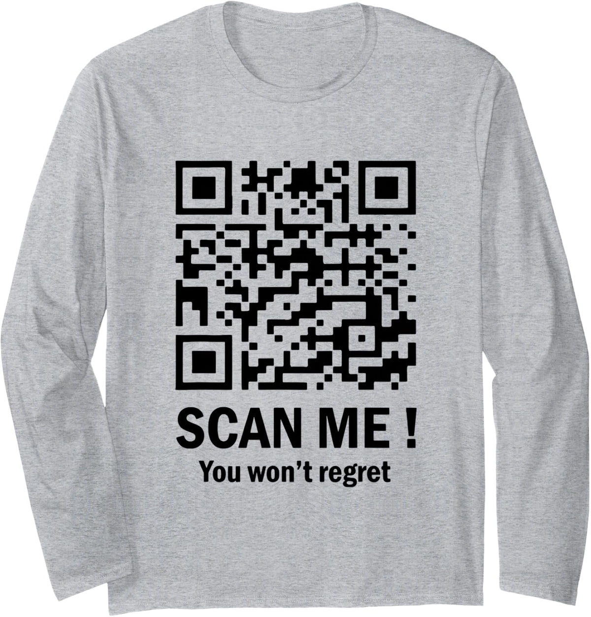 Scan Me You Won't Regret It Funny QR Trump Dance Code Long Sleeve T-Shirt - Adult Unisex Heather Grey