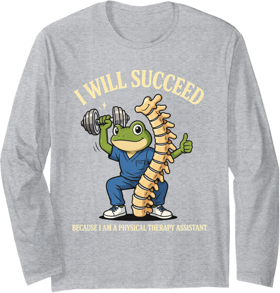Physical Therapy Assistant Support PTA Long Sleeve T-Shirt - Adult Unisex Heather Grey