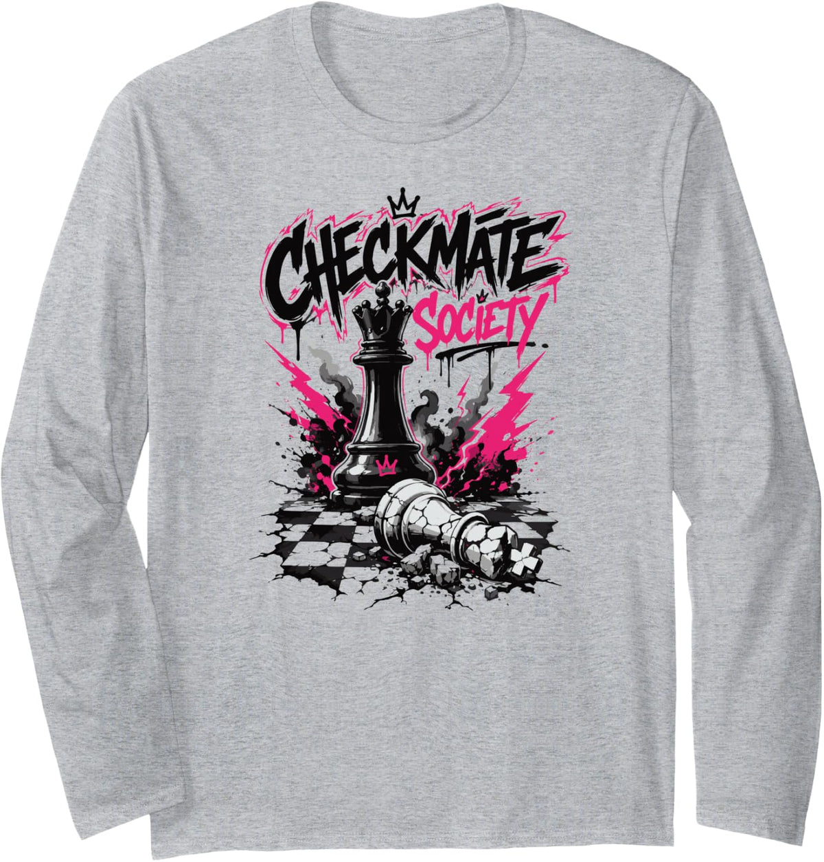 Players Chess-Gamer Chess-Game Chess-Board Chess Long Sleeve T-Shirt - Adult Unisex Heather Grey