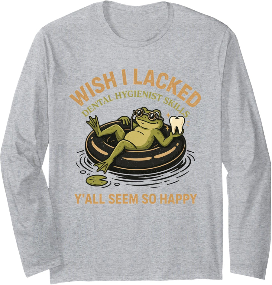 Dental Hygienist RDH Registered Hygiene Long Sleeve T-Shirt - Adult Unisex Heather Grey